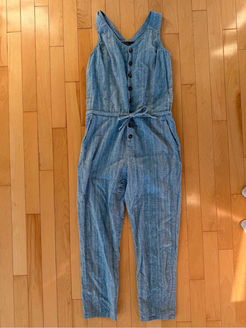Prana Wayferers Romper Overall Hemp Organic Cotton River Rock Blue Stripe sz XS